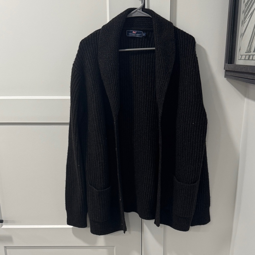 Vineyard Vines Men's Brown/Dark Gray Cardigan Sweater